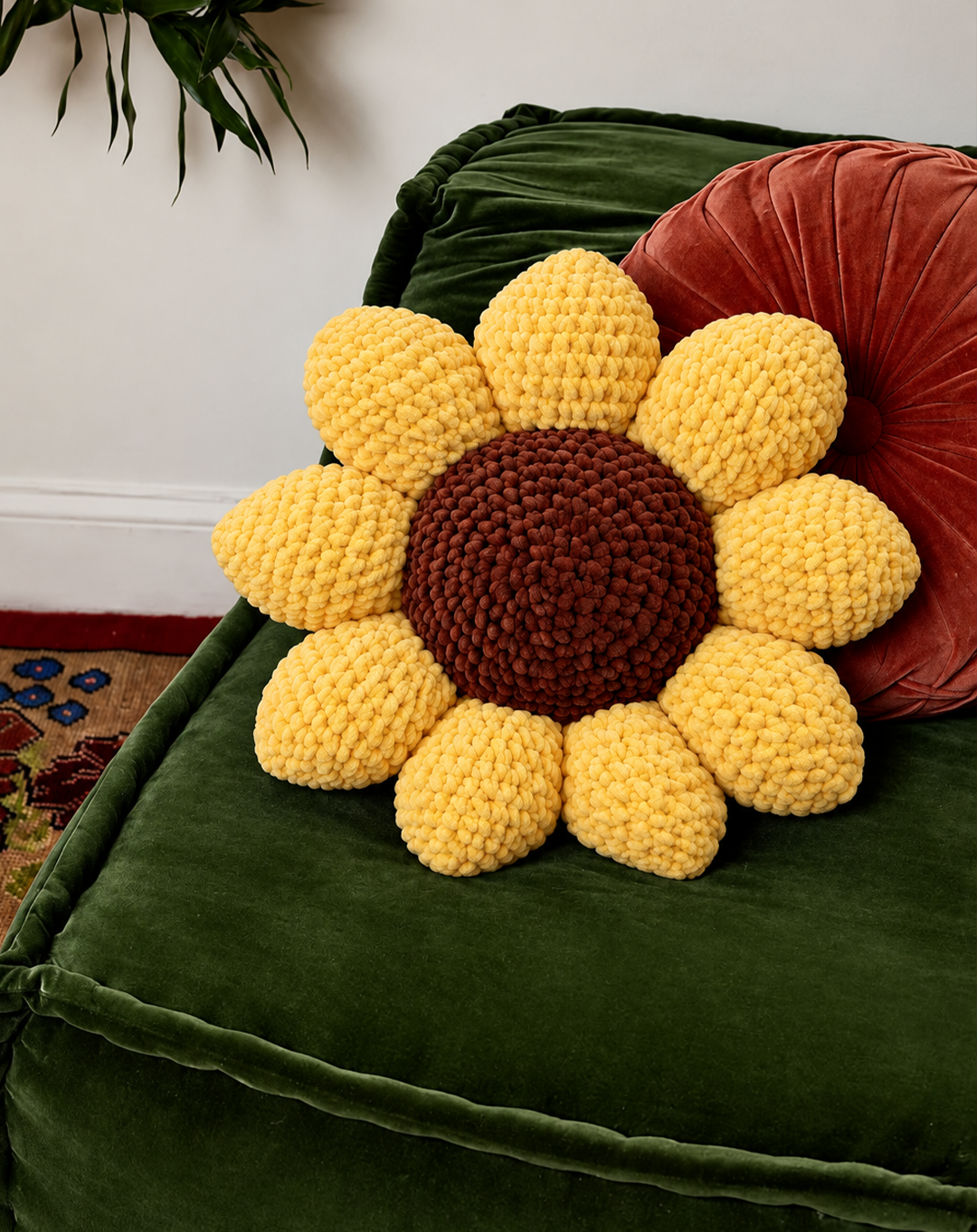 Sunflower Kadife Kroşe Kırlent
